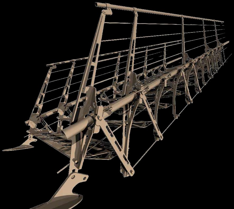 Steel staircase — machined components, tension rods, cantilevered treads